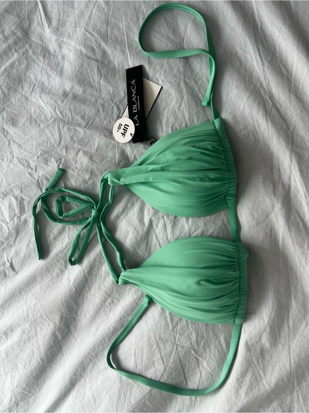 La Blanca Island Goddess Halter Triangle Top - Eucalyptus - Picture 2 of 7